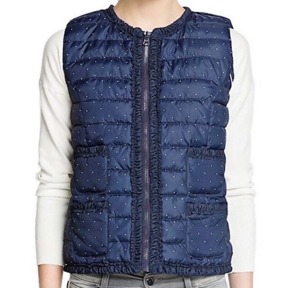 Mango Light Blue Weight Polka-Dot Quilted Vest Puffer